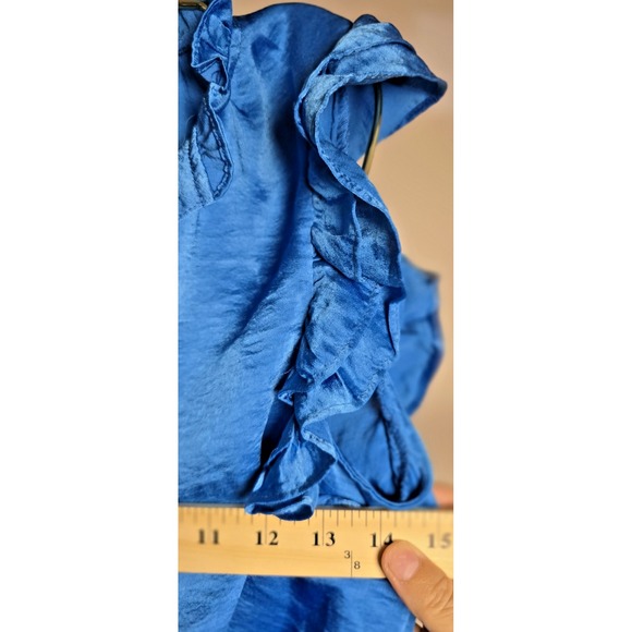 STEVE MADDEN Women's Satin Blue Dress Flutter Sleeveless XS Romantic Elastic - Picture 11 of 15